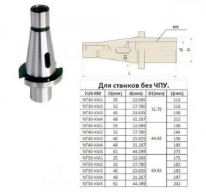 Втулка переходная с хв-ком 7:24-50 на КМ3 с отверстием под клин для станков без ЧПУ "CNIC" (50-MS3)