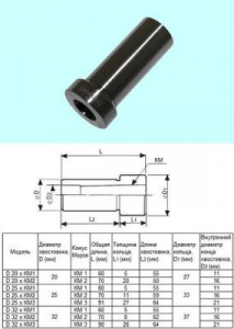 Втулка переходная с цилиндрич. хв-ка D 25 на КМ2 "CNIC"