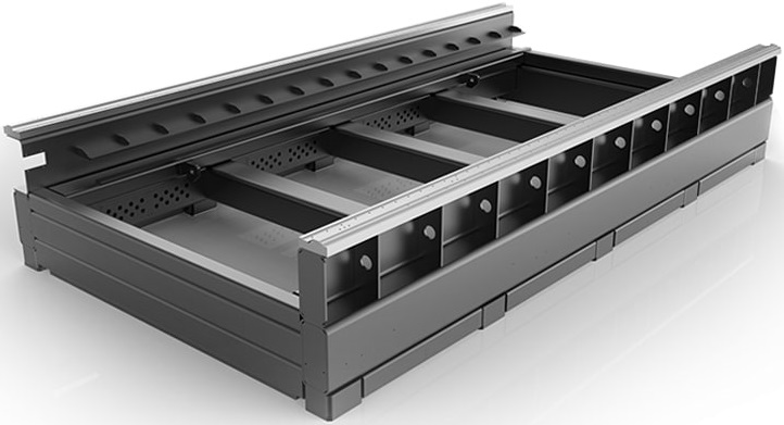 IRONMAC D  Портал из авиационного алюминия  Мощная цельносварная станина толщиной стенок 10 мм с усиленными ребрами жесткости, с зональной вытяжкой Усиленная конструкция для работ в 2 - 3 смены (масса  IRONMAC D  4810 кг) 